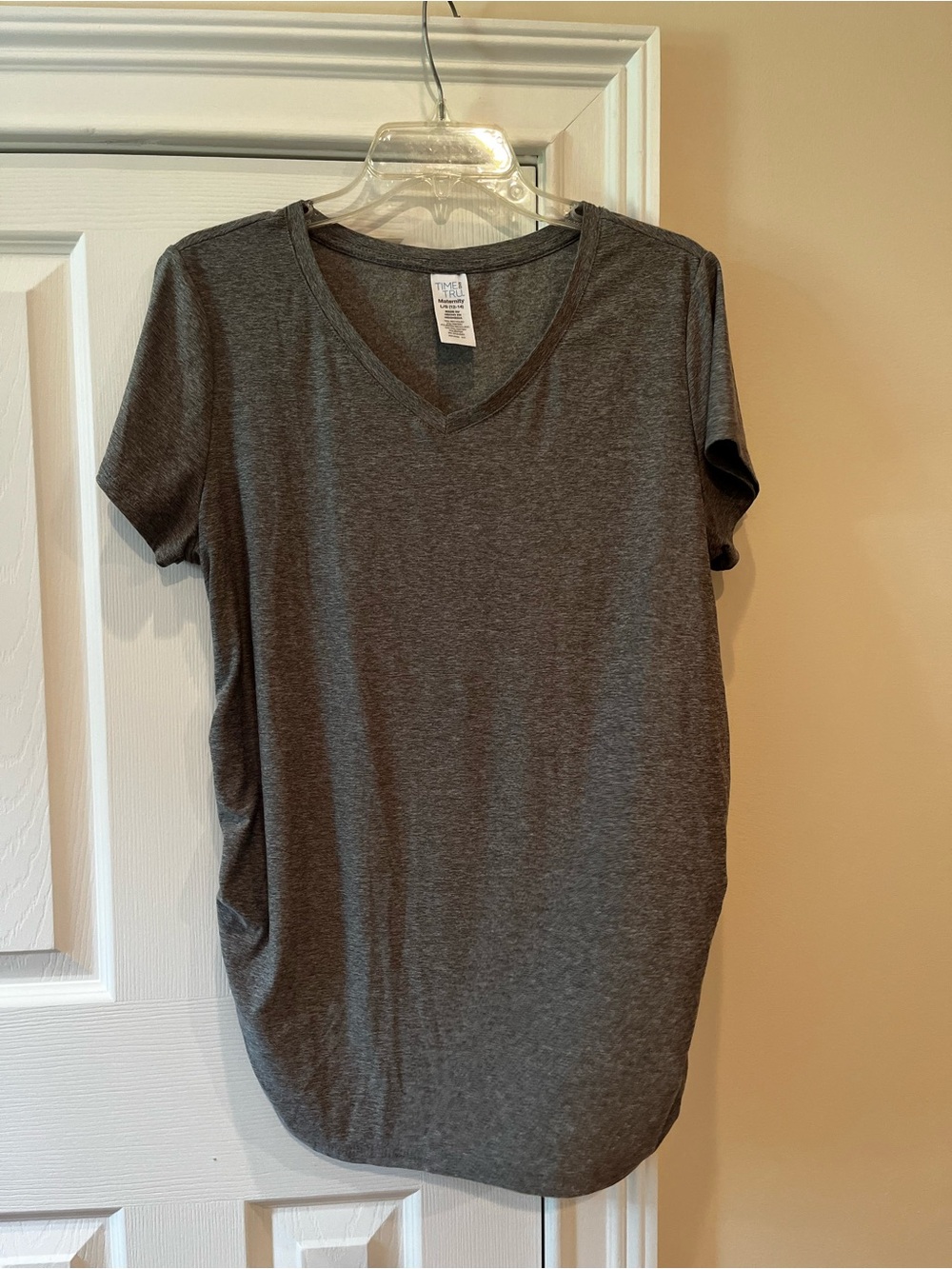 Maternity Classic V-Neck Tee in Charcoal Gray